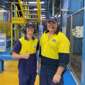 Luke, Electrical Apprentice (left) with Kev Perryman, Shift Electrician