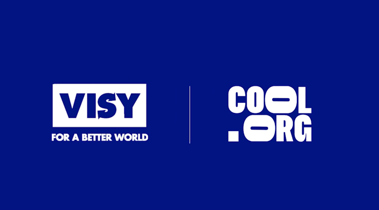 The Visy and Cool.org logos on a blue background