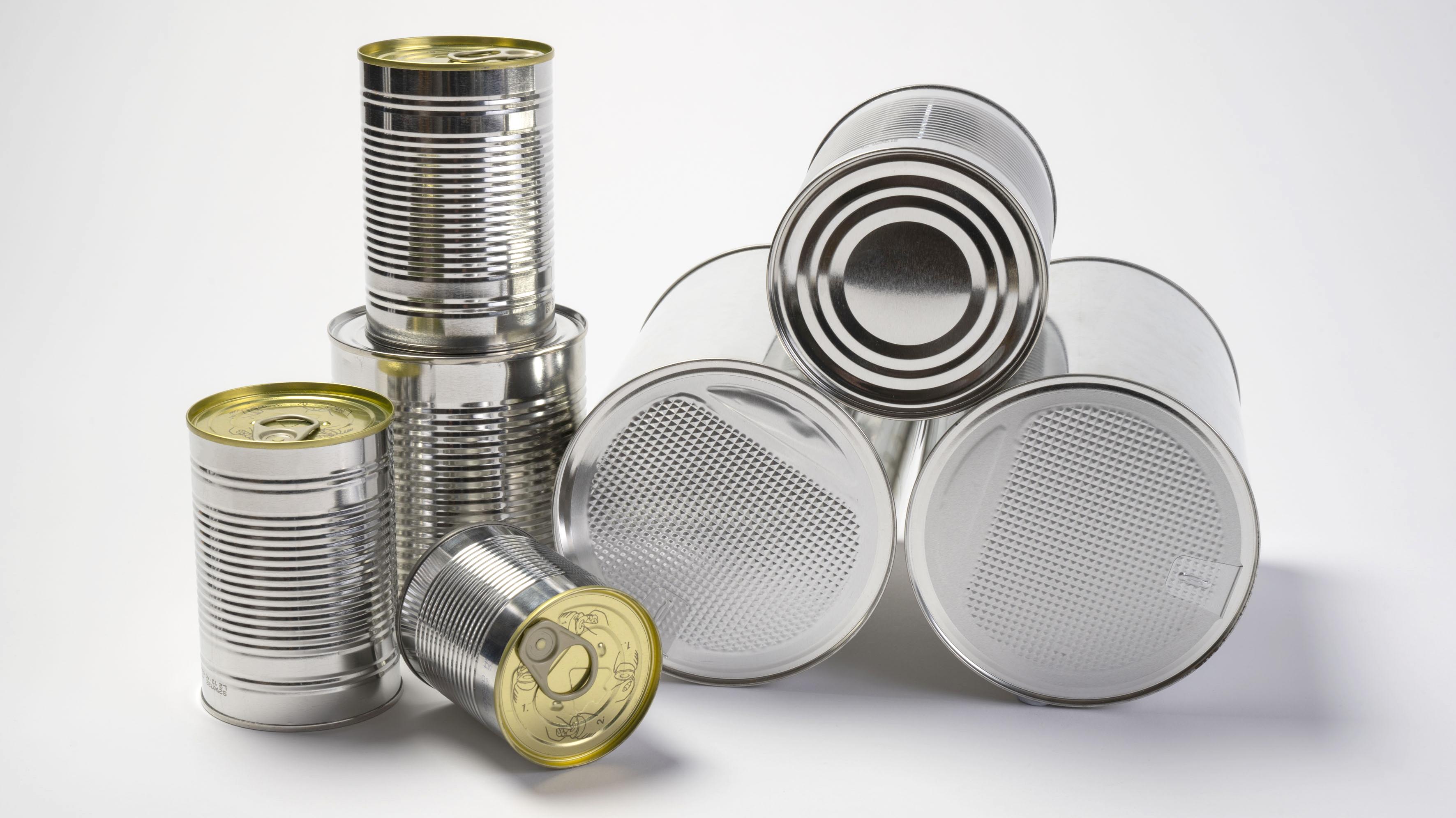Stacked food cans