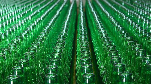 Row of glass bottles