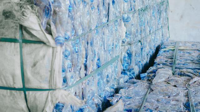 Plastic bales ready for recycling