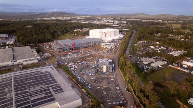Panoramic view of the new glass container storage warehouse at Yatala