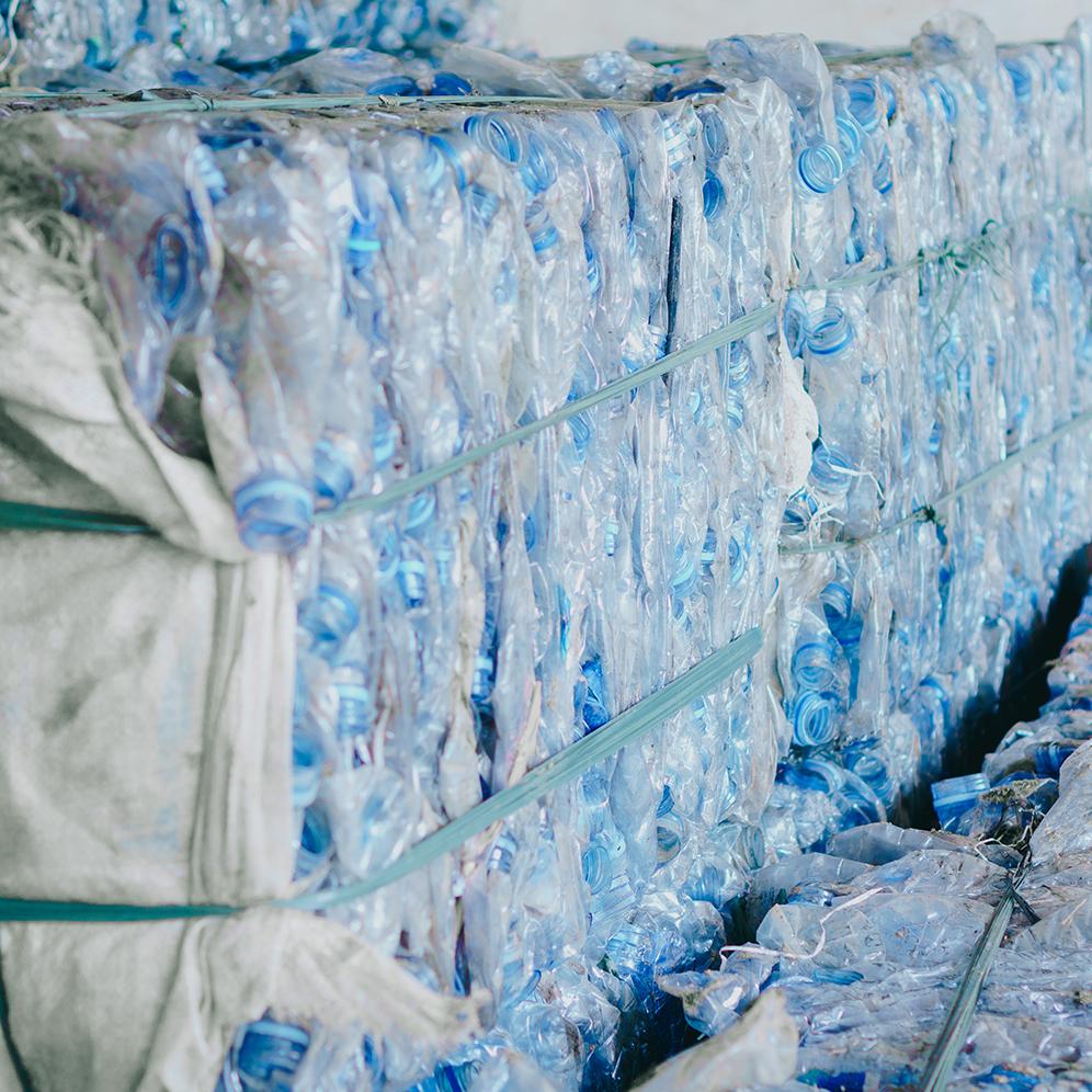 Plastic bales ready for recycling