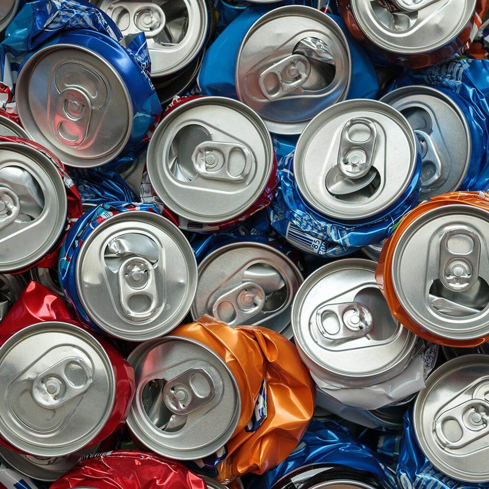 Crushed aluminium cans