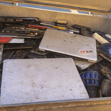 An example of kinds of batteries and battery powered items that are often incorrectly disposed of in kerbside bins